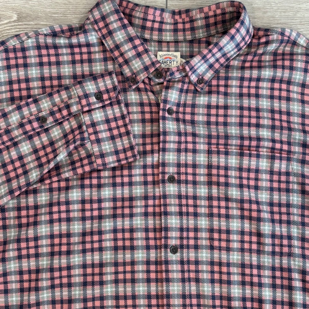 Faherty Coastline Knit Shirt Mens 3XL Plaid Button Down Casual Preppy New